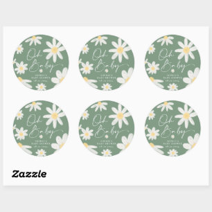 Sage Green Boho Daisy Blume Round Sticker