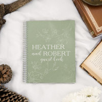 Sage Green Boho Floral Wedding Spiral Gästebuch