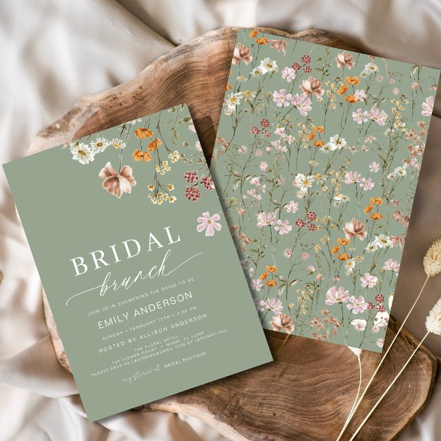 Sage Green Boho Floral Wildblume Bridal Brunch Einladung (Von Creator hochgeladen)