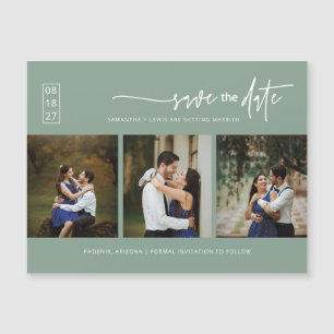 Sage Green Boho Foto Save the Date Magnetkarte