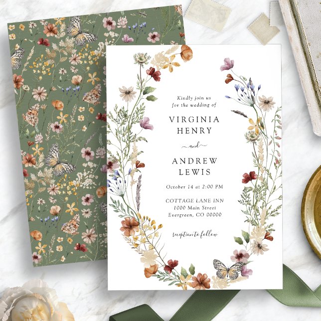Sage Green Boho Hochzeitseinladung Einladung (Sage Green Boho Wedding Invitation
)