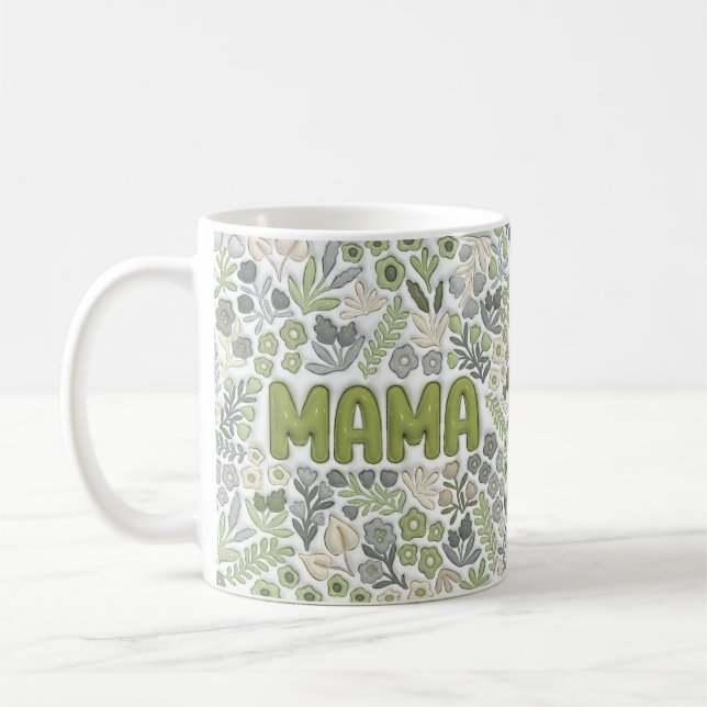 Sage Green Boho Mama Floral Pattern  Kaffeetasse (Links)