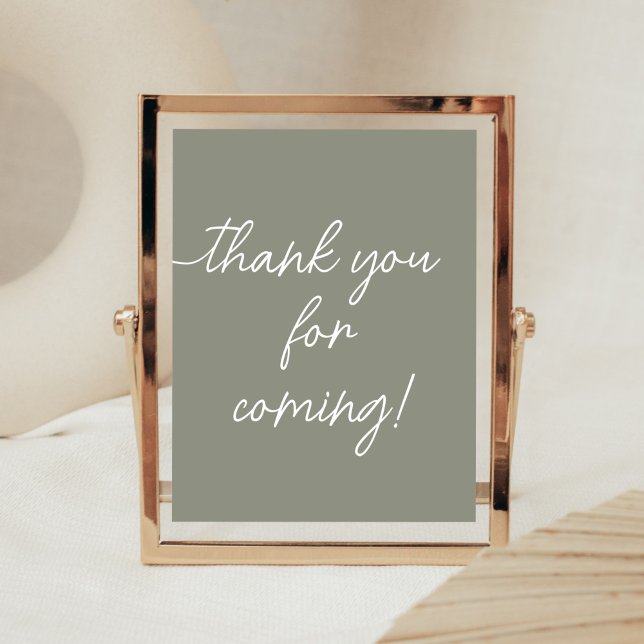 Sage Green Boho Minimalistisch Danke, dass du geko Poster (Sweet Baby Boy Boho Baby Shower Thank You for Coming Sign)