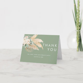 Sage Green Boho Pampas Grass Dankeskarte