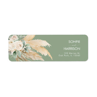 Sage Green Boho Pampas Grass Rücksendeadresse