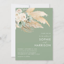 Sage Green Boho Pampas Grass Wedding Einladung