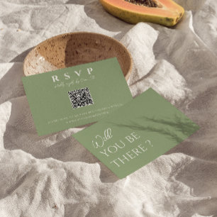 Sage Green Boho QR Code Online Fun Hochzeit RSVP Karte
