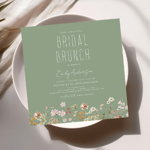 Sage Green Boho Wildblume Bridal Brunch Dusche Einladung
