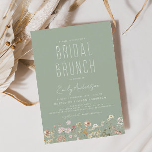 Sage Green Boho Wildblume Bridal Brunch Dusche Einladung