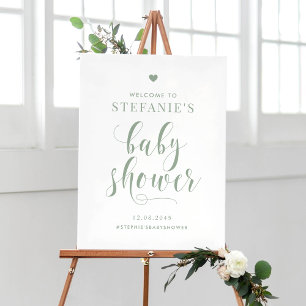 Sage Green Bold Script Baby Dusche Willkommen Poster