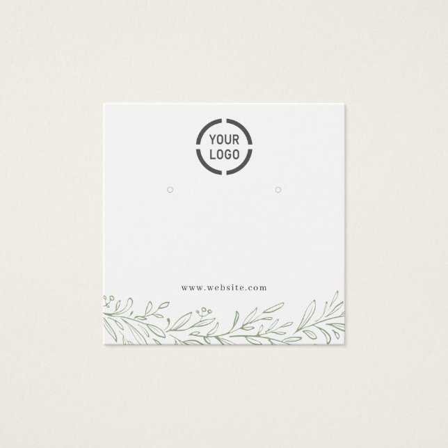 Sage Green botanic custom logo Ohrring-Anzeige (Vorderseite)