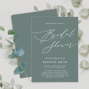 Sage Green Botanical Elegant Script-Brautparty Einladung