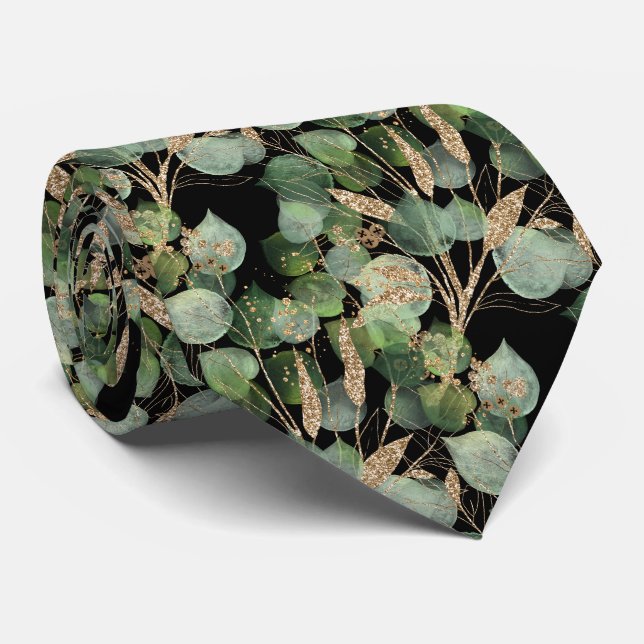 SAGE GREEN BOTANICAL EUCALYPTUS MENS KRAWATTE (Gerollt)