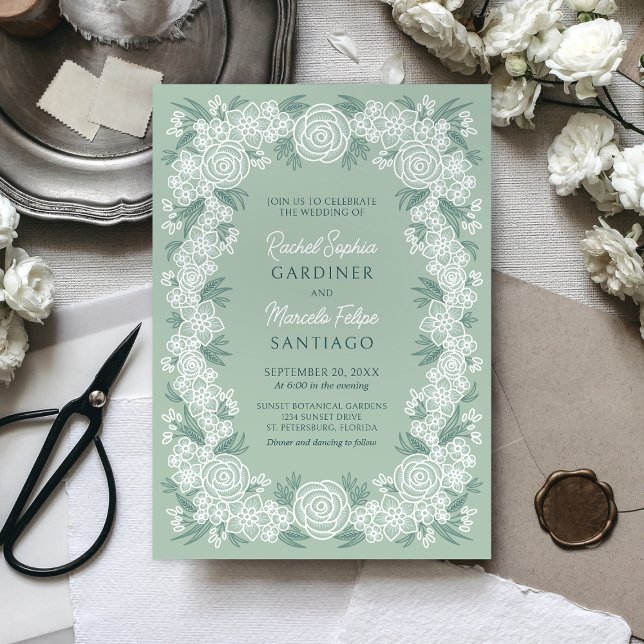 Sage Green Botanical Floral Wedding Einladung (Von Creator hochgeladen)