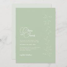 Sage Green Botanical QR Code Hochzeit Einladung