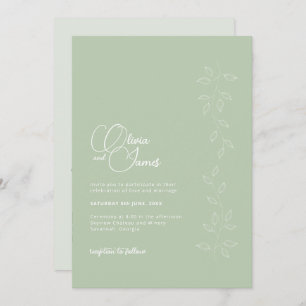 Sage Green Botanical QR Code Hochzeit Einladung