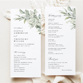 Sage Green Botanical Watercolor Wedding Ceremony Programm