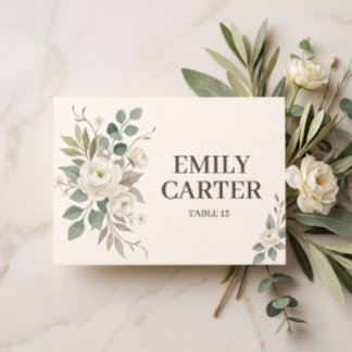 Sage Green Botanical Wedding Place Card Platzkarte