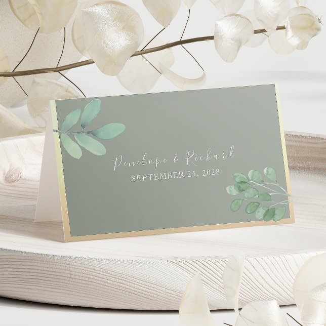 Sage Green Botanical Wedding Platzkarte (Von Creator hochgeladen)