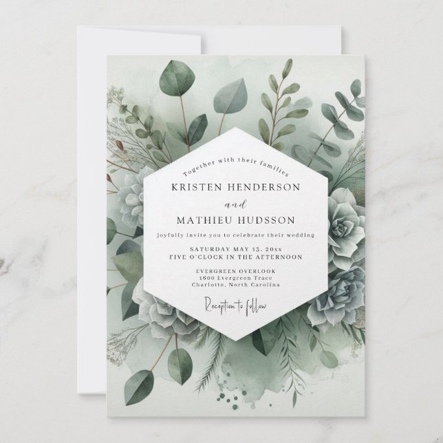 Sage Green Botanical Whimsy Wedding Einladung (Vorderseite)