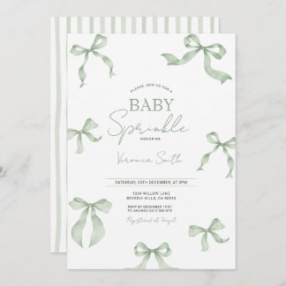 Sage Green Bow Baby Sprinkle Invitation Einladung