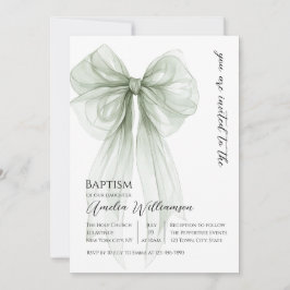 Sage Green Bow Baptisse Einladung