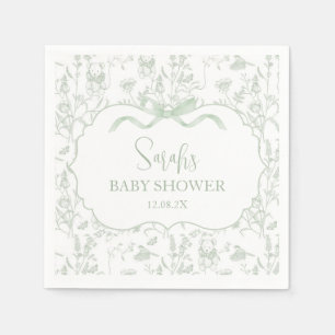 Sage Green Bow Chinoiserie Babydusche Serviette