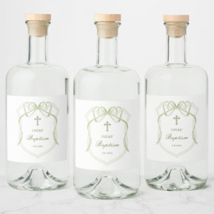 Sage Green Bow Wappen Taufe Alkoholflaschenetikett