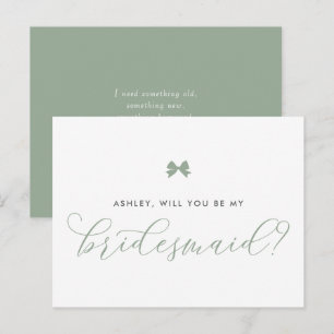 Sage Green Bow wird meine Bridesmaid Card sein Postkarte