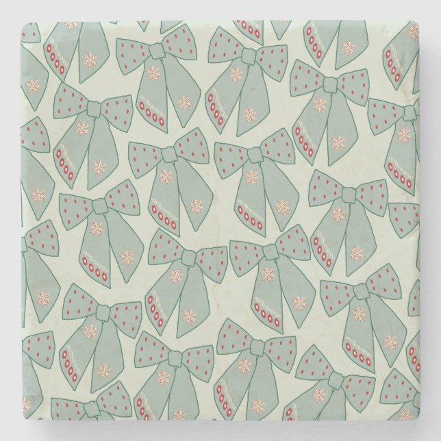 Sage Green Bows Steinuntersetzer (Vorderseite)