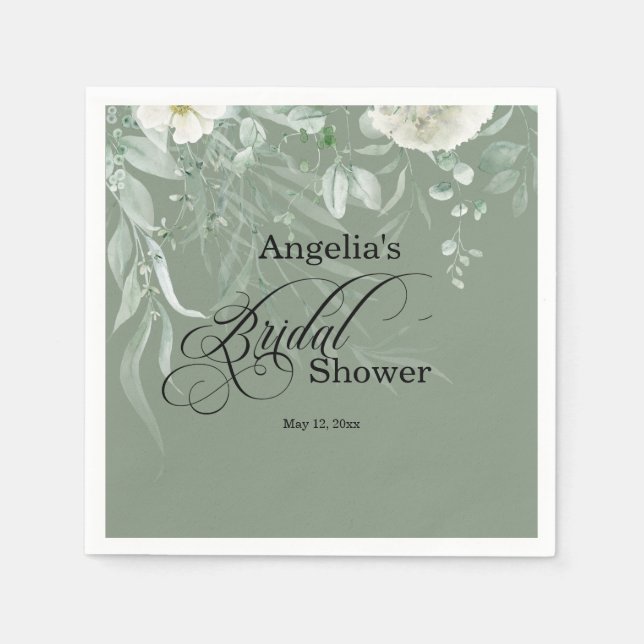 Sage Green Bridal Shower Serviette (Vorderseite)