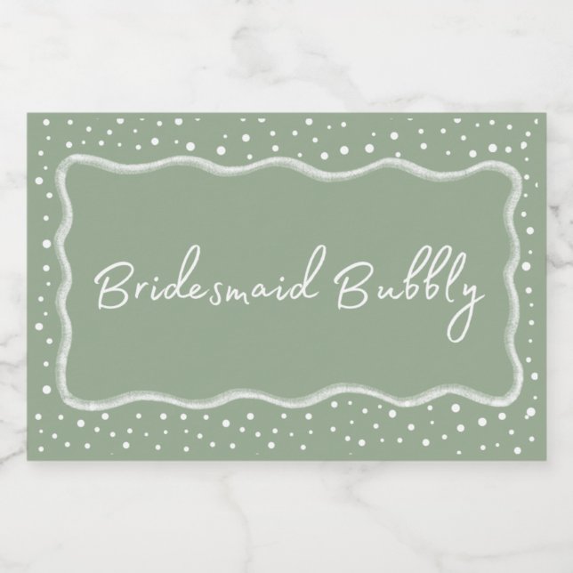 Sage Green Bridesmaid Bubbly (Einzelnes Label)