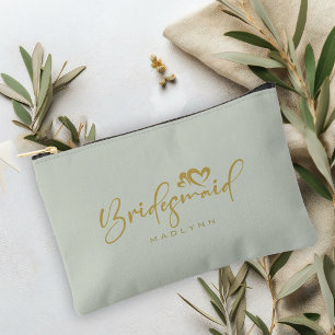 Sage Green Bridesmaid Script Name Cosmetic Geschen Zubehörtasche