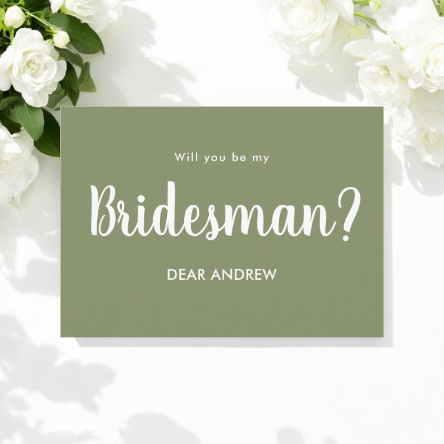 Sage Green Bridesman Vorschlag Script Einladung (Von Creator hochgeladen)
