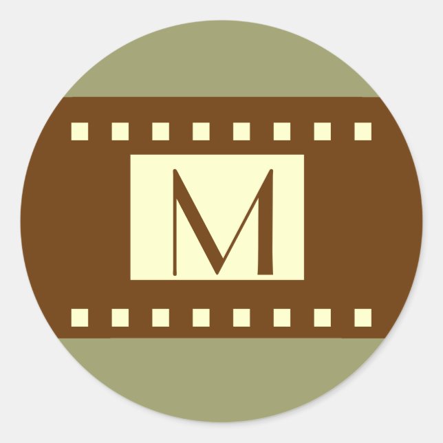 Sage Green Brown Cream Monogram Wedellabel Runder Aufkleber (Vorderseite)