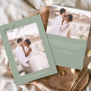 Sage Green Budget Wedding Foto Vielen Dank Karten