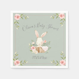 Sage Green Bunny Rabbit Babydusche Napkins Serviette