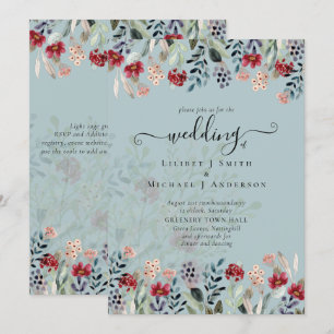 Sage Green Burgundy Blue Floral Wedding