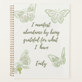 Sage Green Butterfly Positive Affirmation Planer