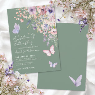 Sage Green Butterfly Wildblume Brautparty Einladung