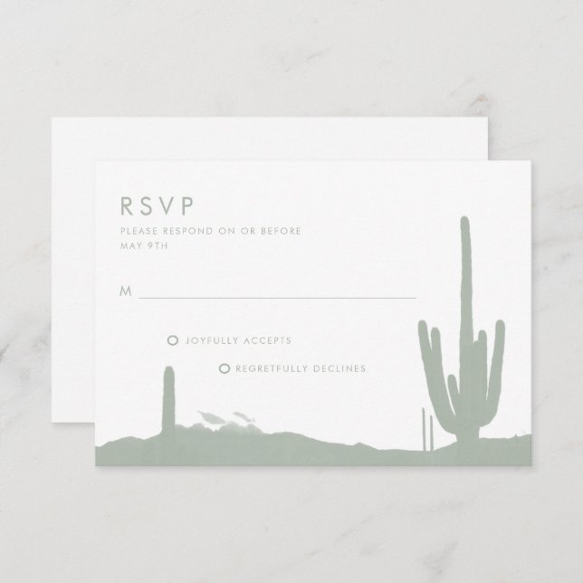 Sage Green Cactus Desert Wedding RSVP Karte (Vorne/Hinten)