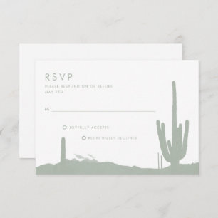 Sage Green Cactus Desert Wedding RSVP Karte