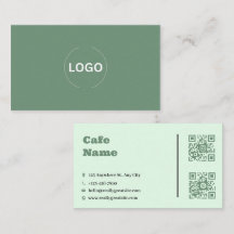 Sage Green Cafe Geschäftskarten QR Code Set