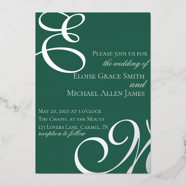 Sage Green Calligraphy Luxury Old Money Wedding Folieneinladung (Vorderseite)