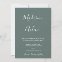 Sage Green Calligraphy QR Code Hochzeitseinladung