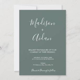 Sage Green Calligraphy QR Code Hochzeitseinladung Einladung