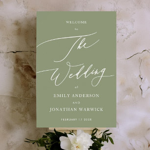 Sage Green   Calligraphy Simple Wedding Welcome Poster