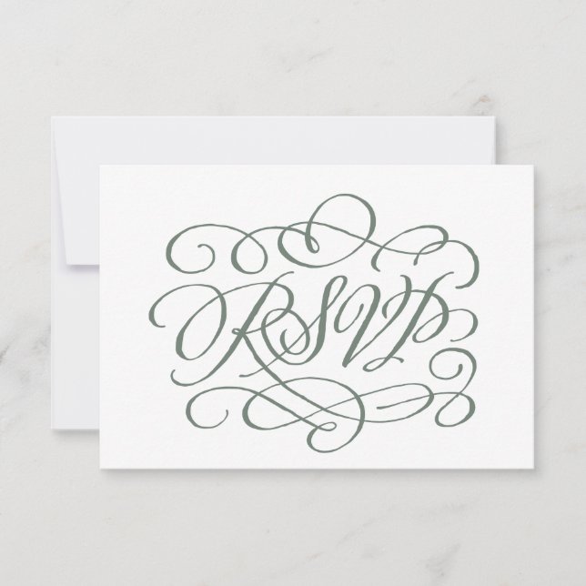 Sage Green Calligraphy Wedding Meals RSVP Card (Vorderseite)