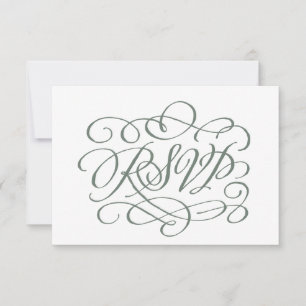 Sage Green Calligraphy Wedding Meals RSVP Card Karte