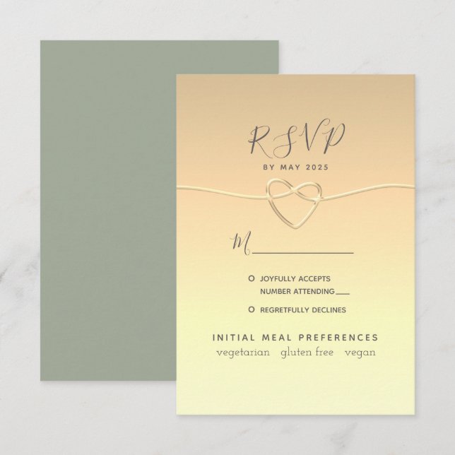 Sage Green Calligraphy Wedding RSVP Card (Vorne/Hinten)